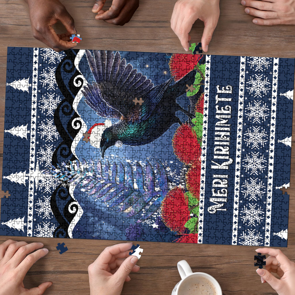 New Zealand Tui Bird Christmas Puzzle Pohutukawa Xmas Tree Meri Kirihimete LT22 - Polynesian Pride