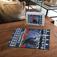 New Zealand Tui Bird Christmas Puzzle Pohutukawa Xmas Tree Meri Kirihimete LT22 - Polynesian Pride