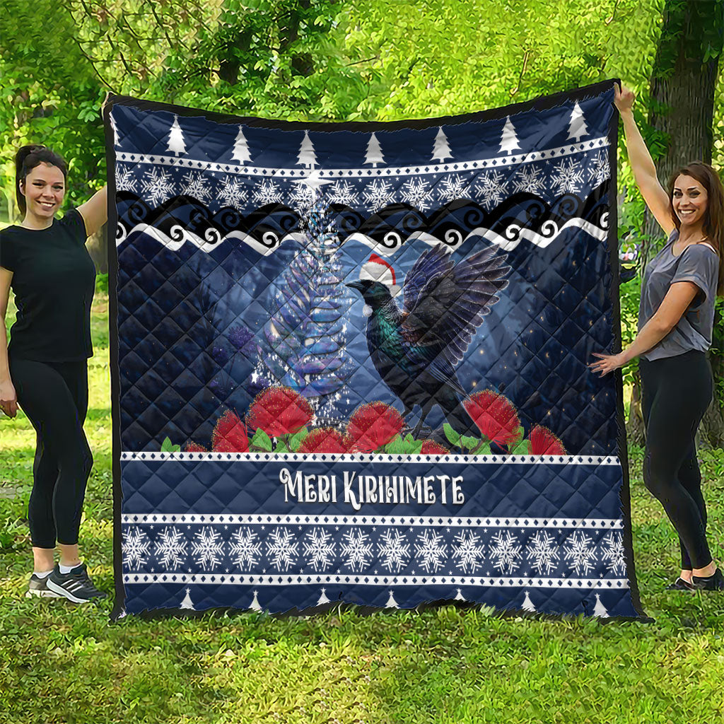 New Zealand Tui Bird Christmas Quilt Pohutukawa Xmas Tree Meri Kirihimete LT22 - Polynesian Pride