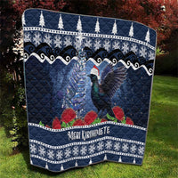 New Zealand Tui Bird Christmas Quilt Pohutukawa Xmas Tree Meri Kirihimete LT22 - Polynesian Pride