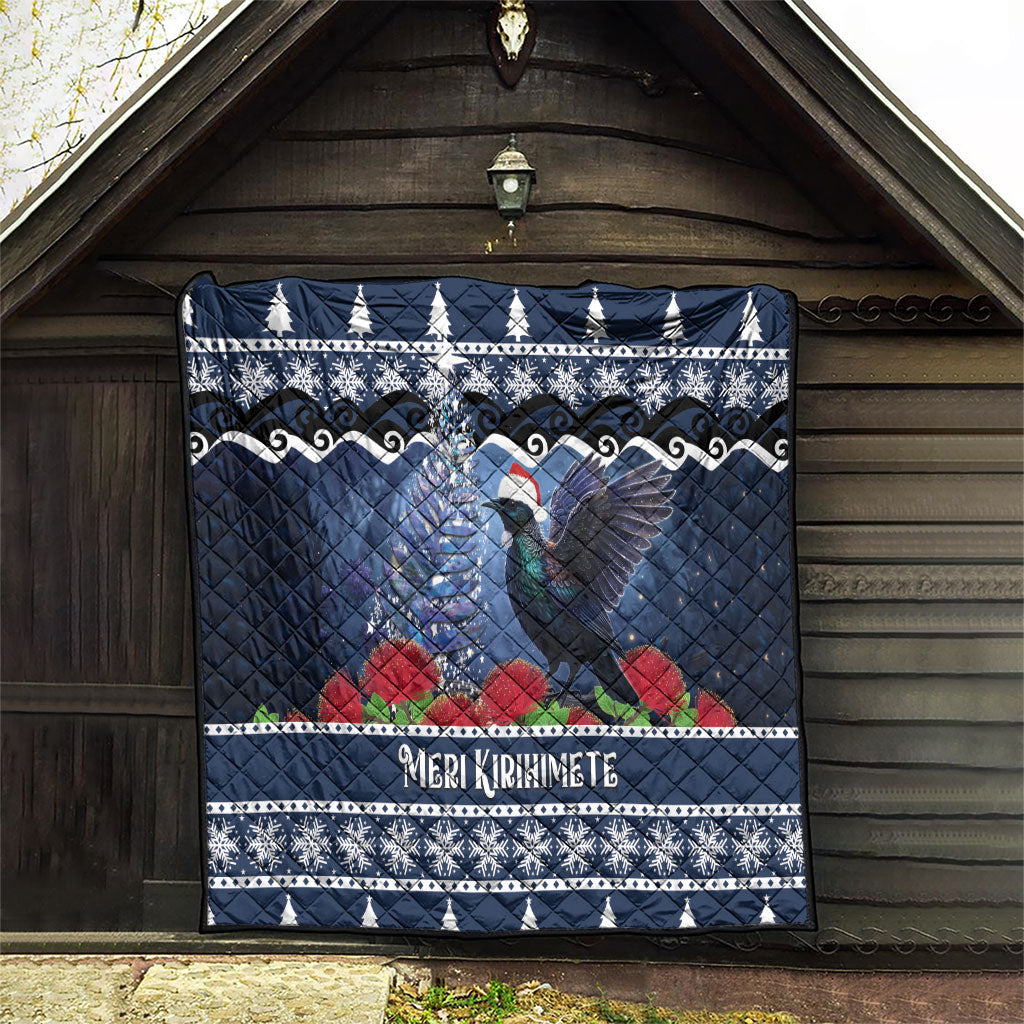 New Zealand Tui Bird Christmas Quilt Pohutukawa Xmas Tree Meri Kirihimete LT22 - Polynesian Pride