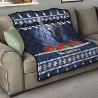 New Zealand Tui Bird Christmas Quilt Pohutukawa Xmas Tree Meri Kirihimete LT22 - Polynesian Pride