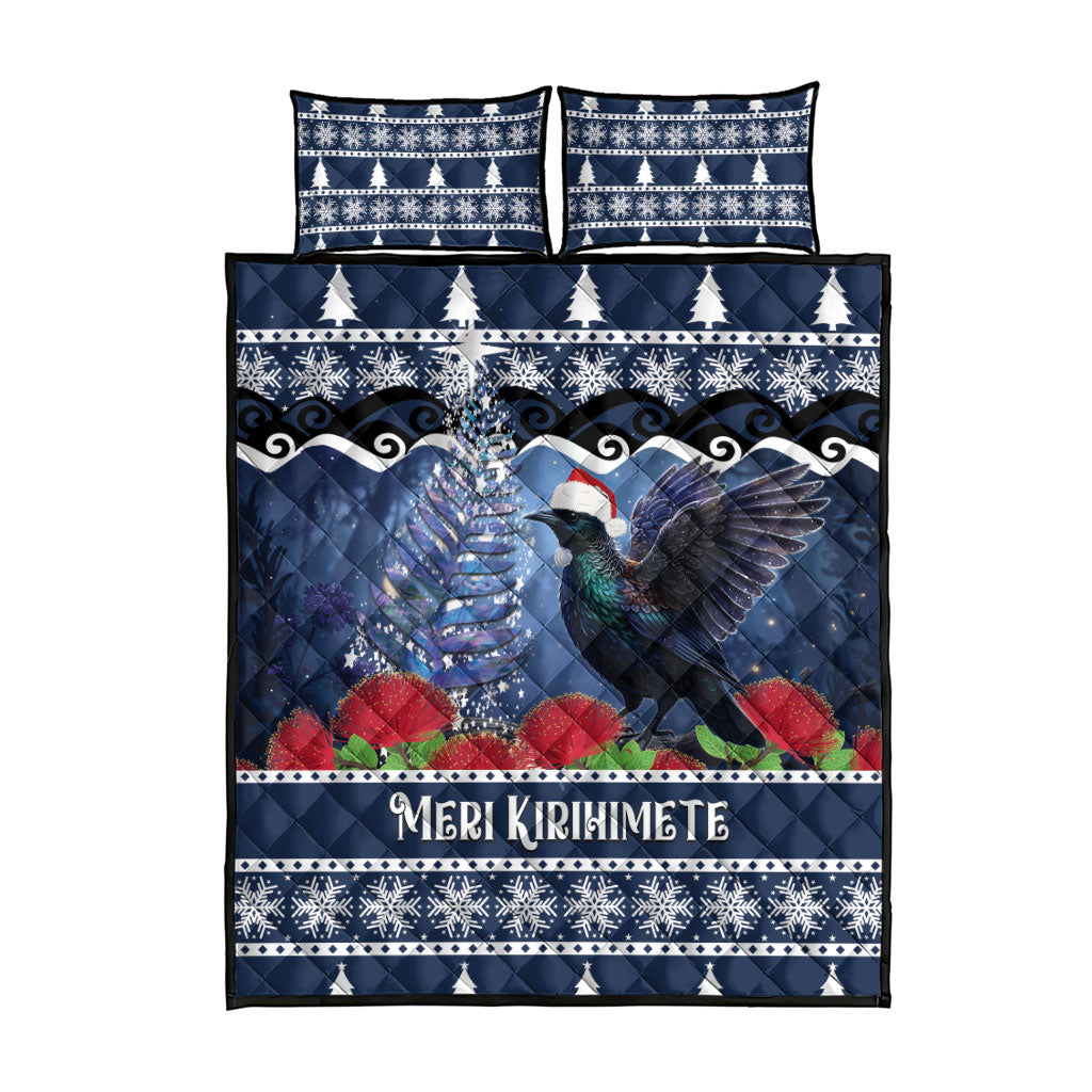 New Zealand Tui Bird Christmas Quilt Bed Set Pohutukawa Xmas Tree Meri Kirihimete LT22 - Polynesian Pride