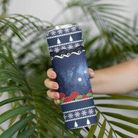 New Zealand Tui Bird Christmas Skinny Tumbler Pohutukawa Xmas Tree Meri Kirihimete LT22 - Polynesian Pride