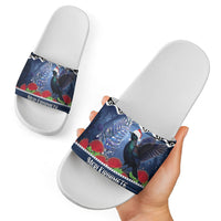 New Zealand Tui Bird Christmas Slide Sandals Pohutukawa Xmas Tree Meri Kirihimete LT22 - Polynesian Pride