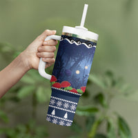 New Zealand Tui Bird Christmas Tumbler With Handle Pohutukawa Xmas Tree Meri Kirihimete LT22 - Polynesian Pride
