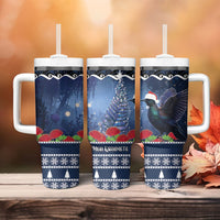 New Zealand Tui Bird Christmas Tumbler With Handle Pohutukawa Xmas Tree Meri Kirihimete LT22 - Polynesian Pride