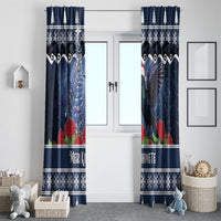 New Zealand Tui Bird Christmas Window Curtain Pohutukawa Xmas Tree Meri Kirihimete LT22 - Polynesian Pride