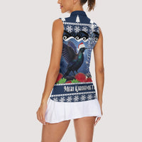 New Zealand Tui Bird Christmas Women Sleeveless Polo Shirt Pohutukawa Xmas Tree Meri Kirihimete LT22 - Polynesian Pride