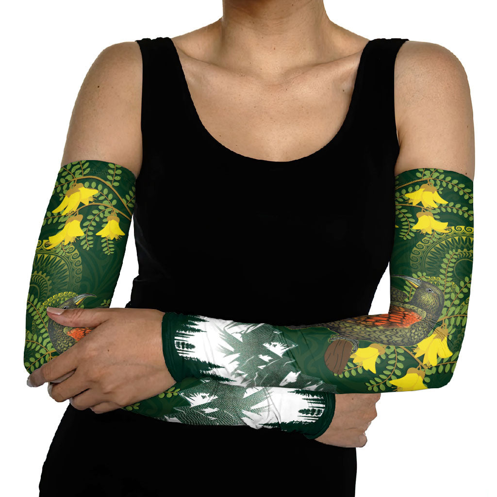 Kea Bird Kowhai New Zealand Arm Sleeves Mountain Landscape Maori Art LT22 - Polynesian Pride