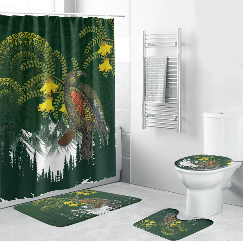 Kea Bird Kowhai New Zealand Bathroom Set Mountain Landscape Maori Art