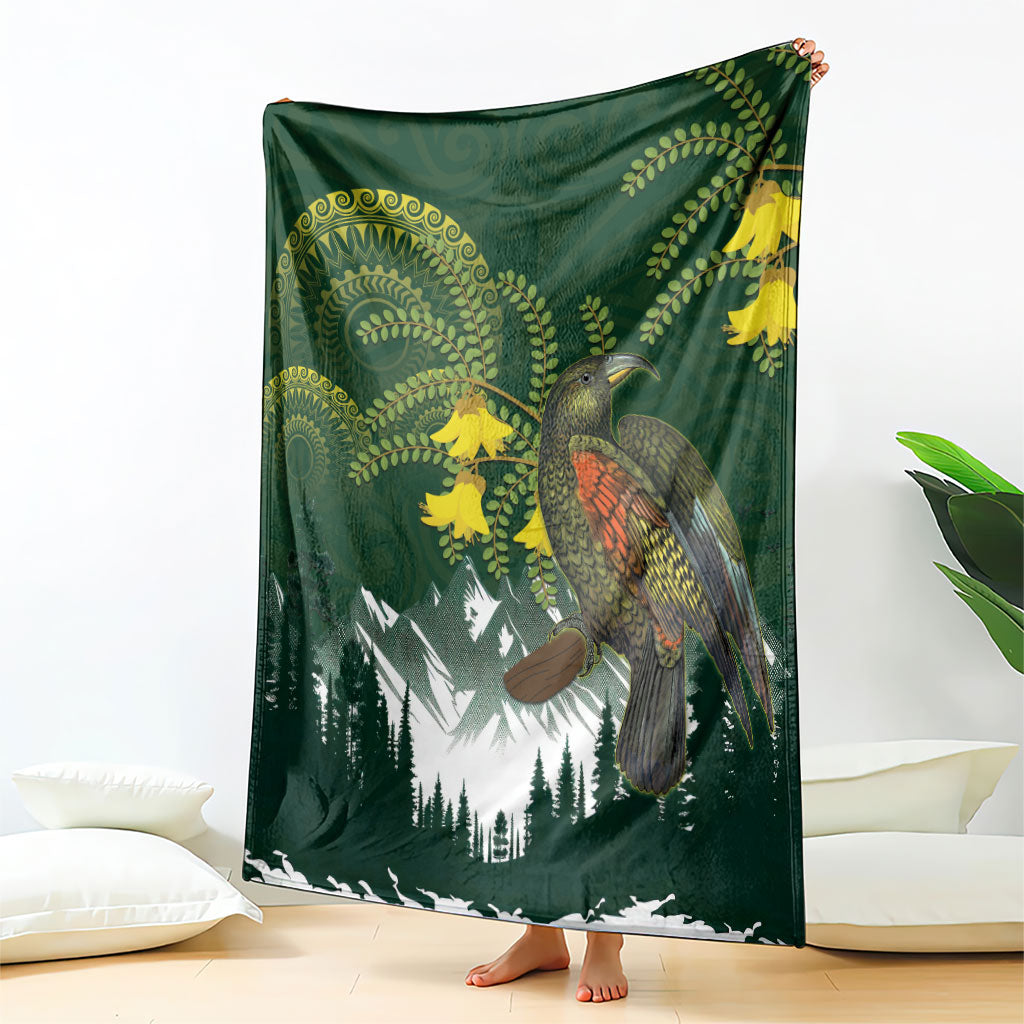 Kea Bird Kowhai New Zealand Blanket Mountain Landscape Maori Art