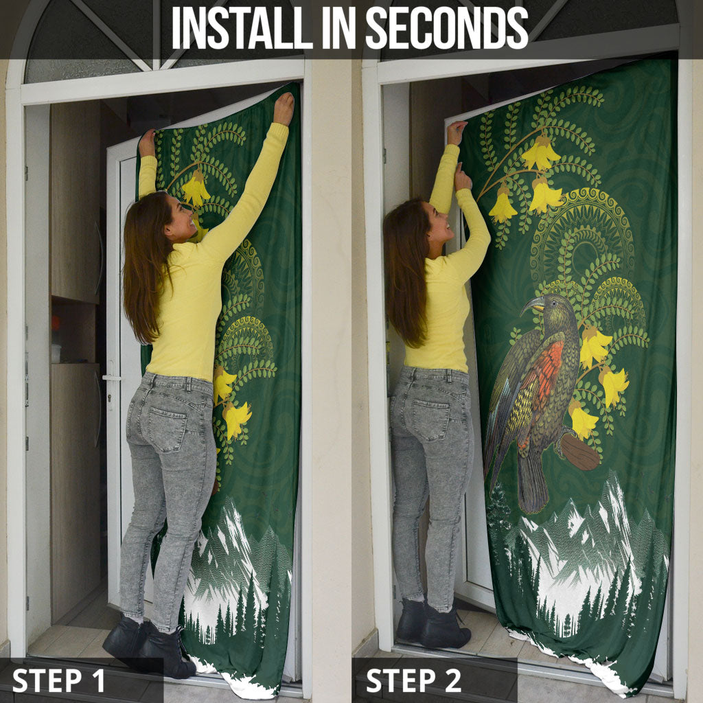 Kea Bird Kowhai New Zealand Door Cover Mountain Landscape Maori Art LT22 - Polynesian Pride