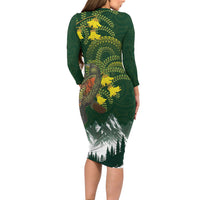 Kea Bird Kowhai New Zealand Family Matching Long Sleeve Bodycon Dress and Hawaiian Shirt Mountain Landscape Maori Art LT22 - Polynesian Pride