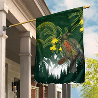 Kea Bird Kowhai New Zealand Garden Flag Mountain Landscape Maori Art LT22 House Flag Green - Polynesian Pride