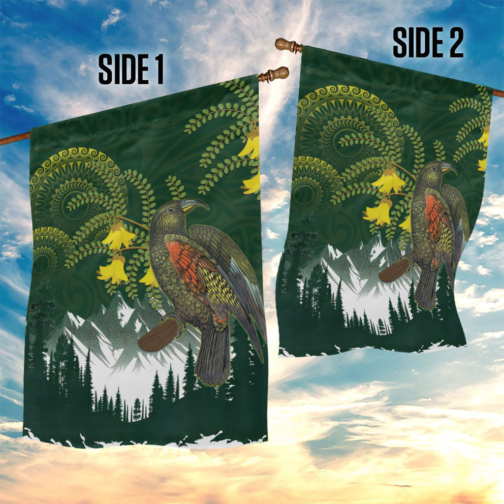 Kea Bird Kowhai New Zealand Garden Flag Mountain Landscape Maori Art LT22 - Polynesian Pride
