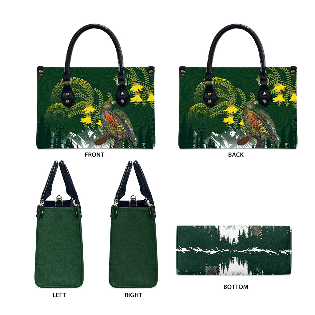 Kea Bird Kowhai New Zealand Leather Bag Mountain Landscape Maori Art LT22 - Polynesian Pride