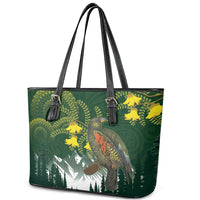 Kea Bird Kowhai New Zealand Leather Tote Bag Mountain Landscape Maori Art LT22 - Polynesian Pride