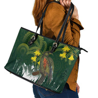 Kea Bird Kowhai New Zealand Leather Tote Bag Mountain Landscape Maori Art LT22 - Polynesian Pride