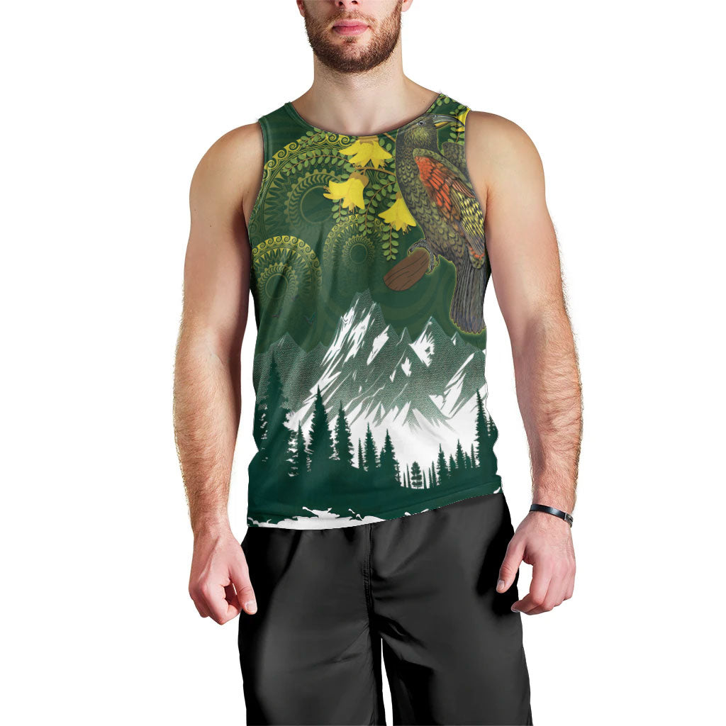 Kea Bird Kowhai New Zealand Men Tank Top Mountain Landscape Maori Art LT22 - Polynesian Pride