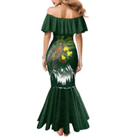 Kea Bird Kowhai New Zealand Mermaid Dress Mountain Landscape Maori Art
