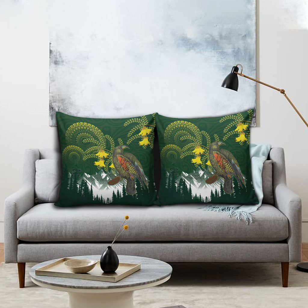 Kea Bird Kowhai New Zealand Pillow Cover Mountain Landscape Maori Art LT22 - Polynesian Pride