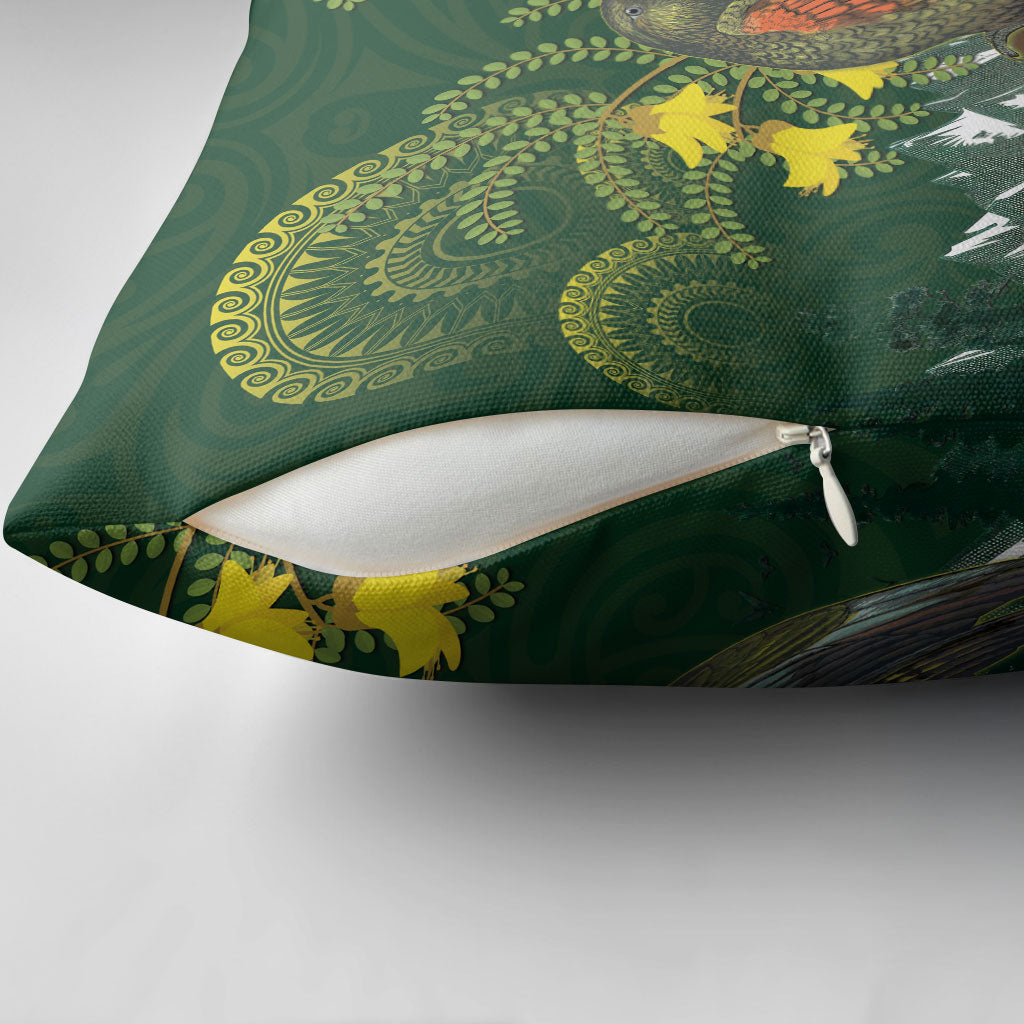 Kea Bird Kowhai New Zealand Pillow Cover Mountain Landscape Maori Art LT22 - Polynesian Pride