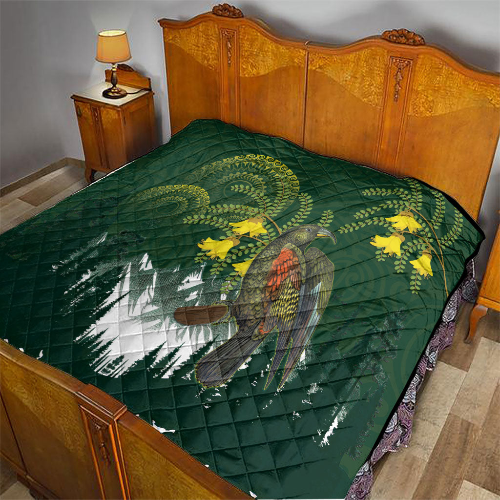 Kea Bird Kowhai New Zealand Quilt Mountain Landscape Maori Art LT22 - Polynesian Pride
