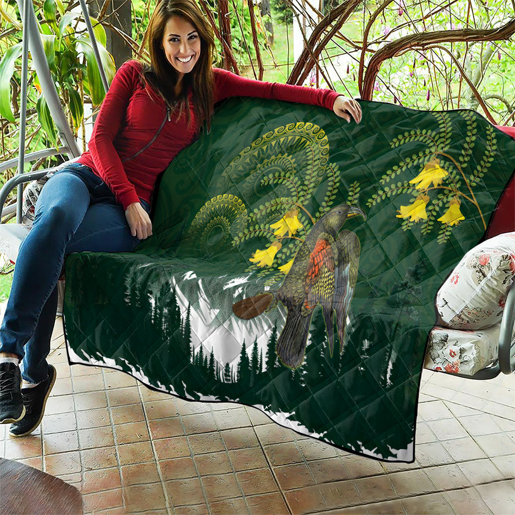 Kea Bird Kowhai New Zealand Quilt Mountain Landscape Maori Art LT22 - Polynesian Pride