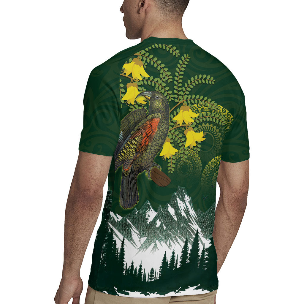 Kea Bird Kowhai New Zealand Rugby Jersey Mountain Landscape Maori Art