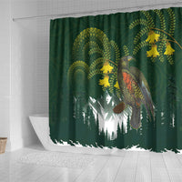 Kea Bird Kowhai New Zealand Shower Curtain Mountain Landscape Maori Art LT22 - Polynesian Pride