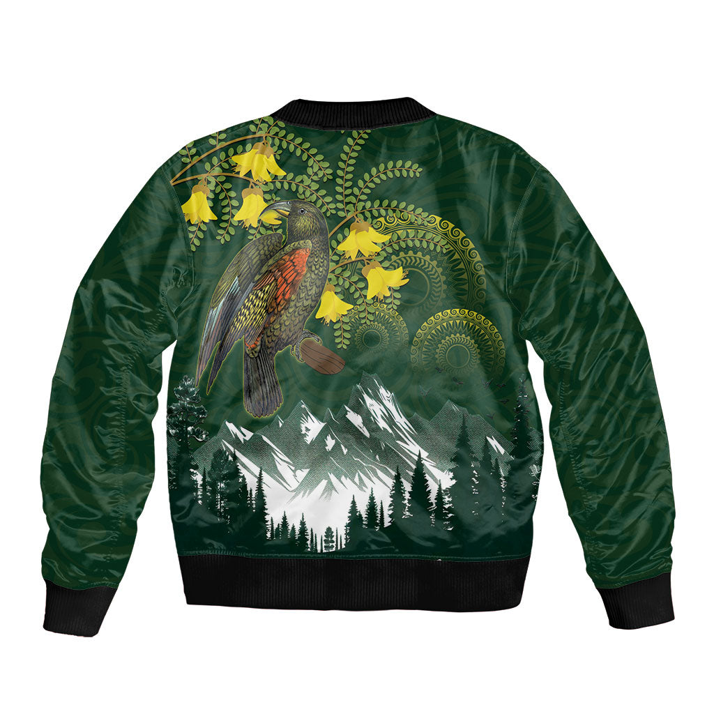 Kea Bird Kowhai New Zealand Sleeve Zip Bomber Jacket Mountain Landscape Maori Art LT22 - Polynesian Pride