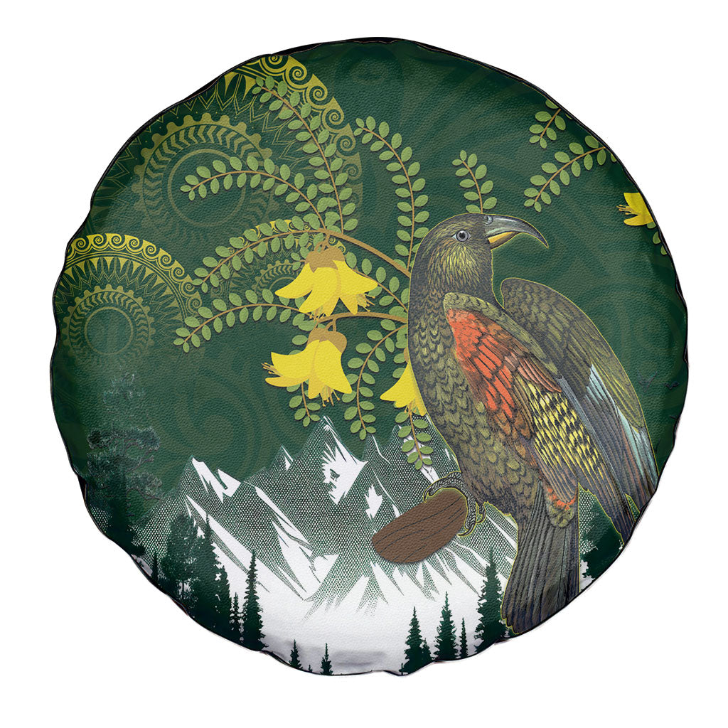 Kea Bird Kowhai New Zealand Spare Tire Cover Mountain Landscape Maori Art LT22 - Polynesian Pride