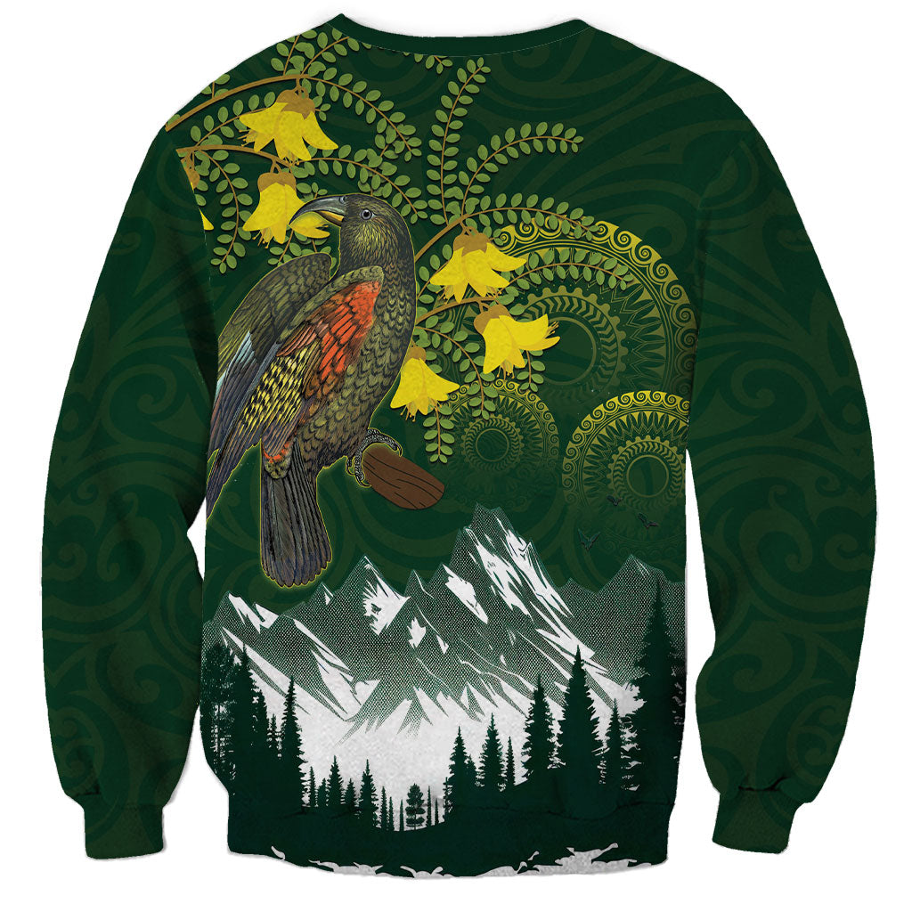 Kea Bird Kowhai New Zealand Sweatshirt Mountain Landscape Maori Art