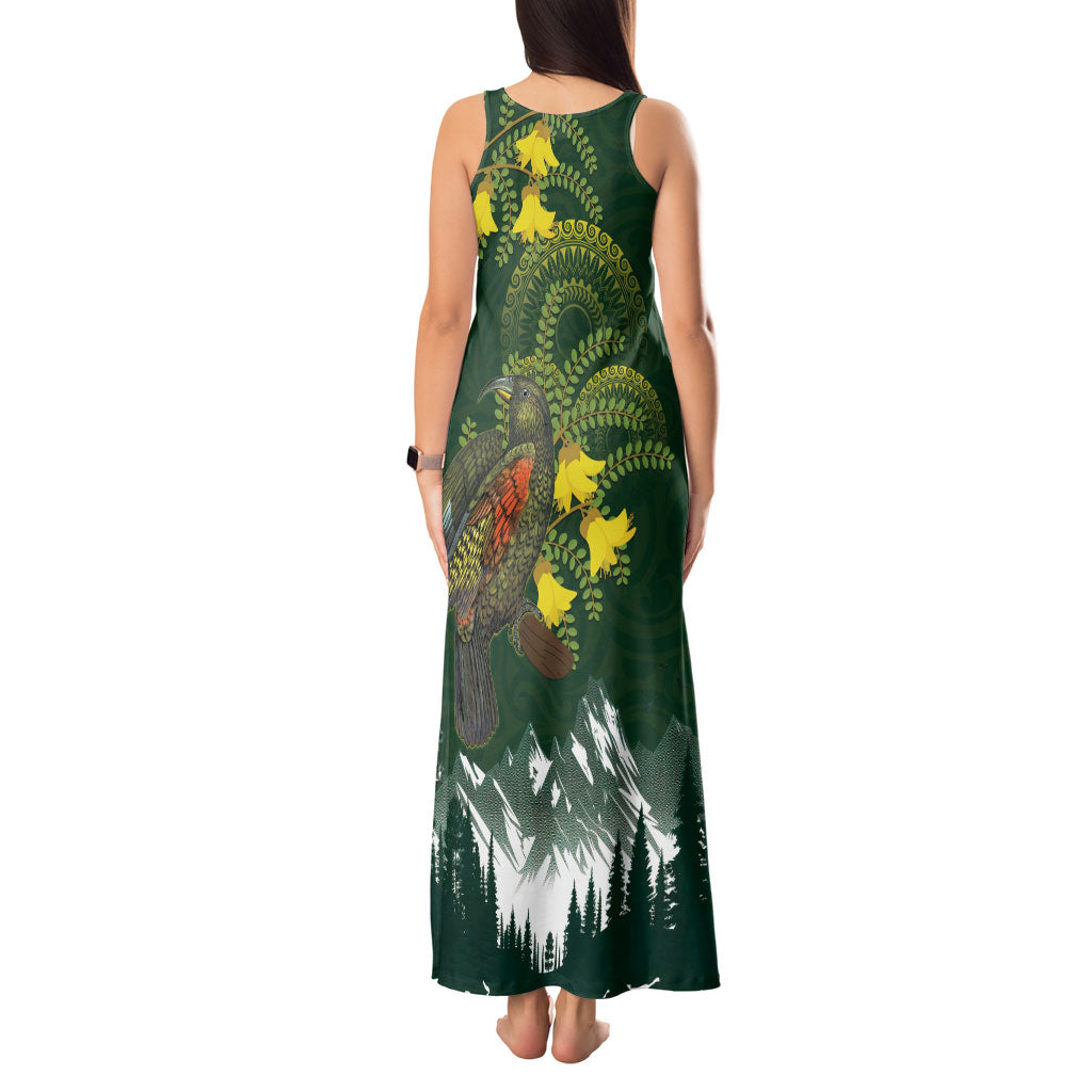 Kea Bird Kowhai New Zealand Tank Maxi Dress Mountain Landscape Maori Art LT22 - Polynesian Pride