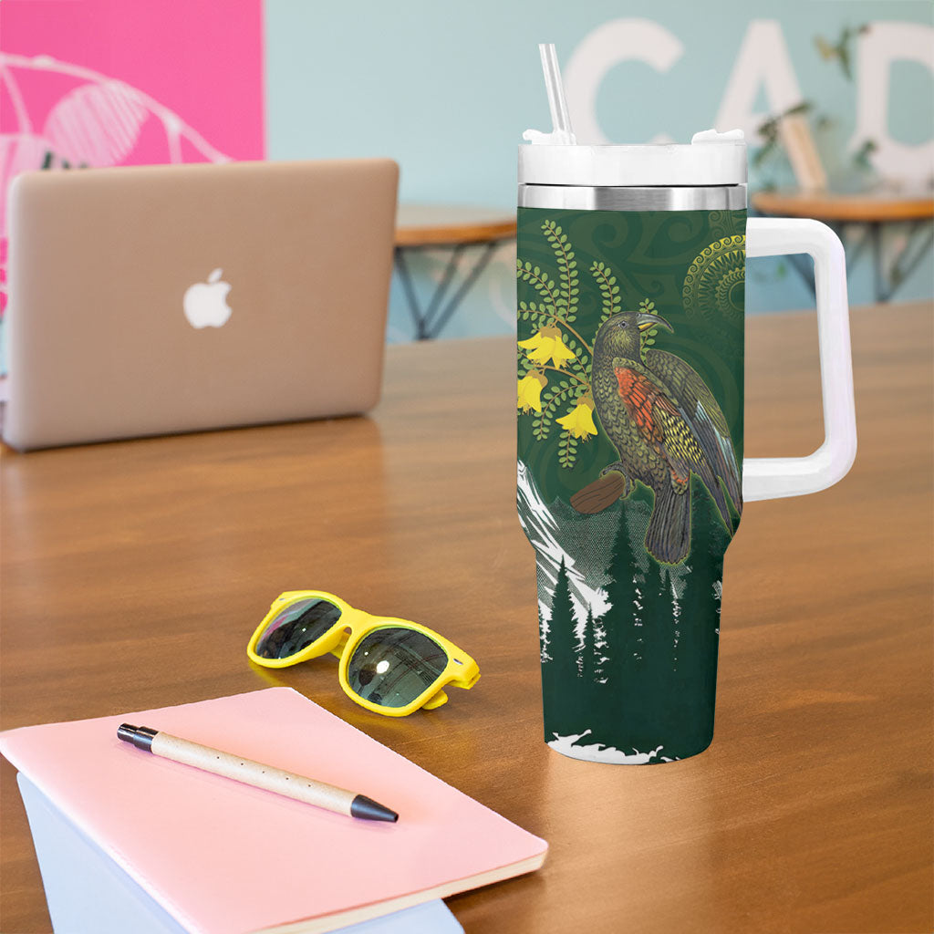 Kea Bird Kowhai New Zealand Tumbler With Handle Mountain Landscape Maori Art LT22 - Polynesian Pride
