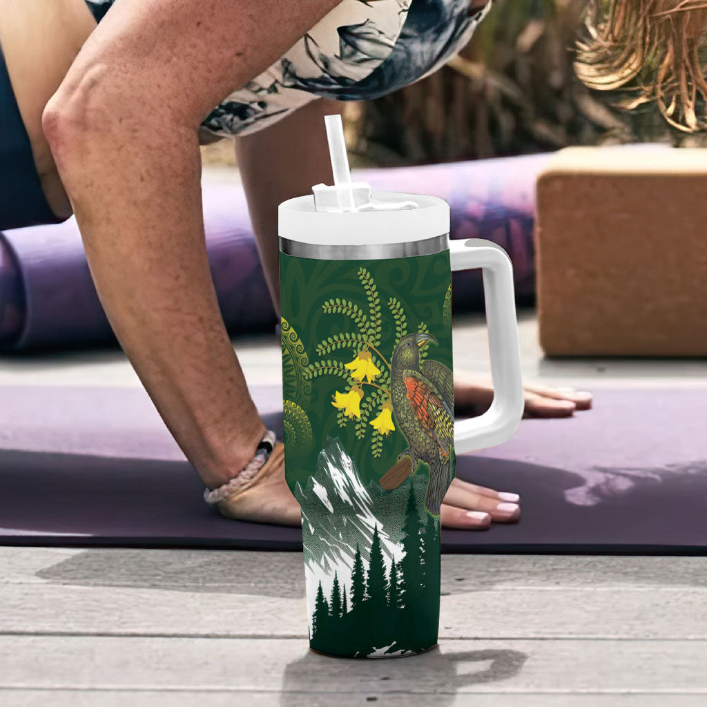 Kea Bird Kowhai New Zealand Tumbler With Handle Mountain Landscape Maori Art LT22 - Polynesian Pride