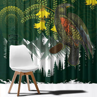Kea Bird Kowhai New Zealand Window Curtain Mountain Landscape Maori Art LT22 - Polynesian Pride