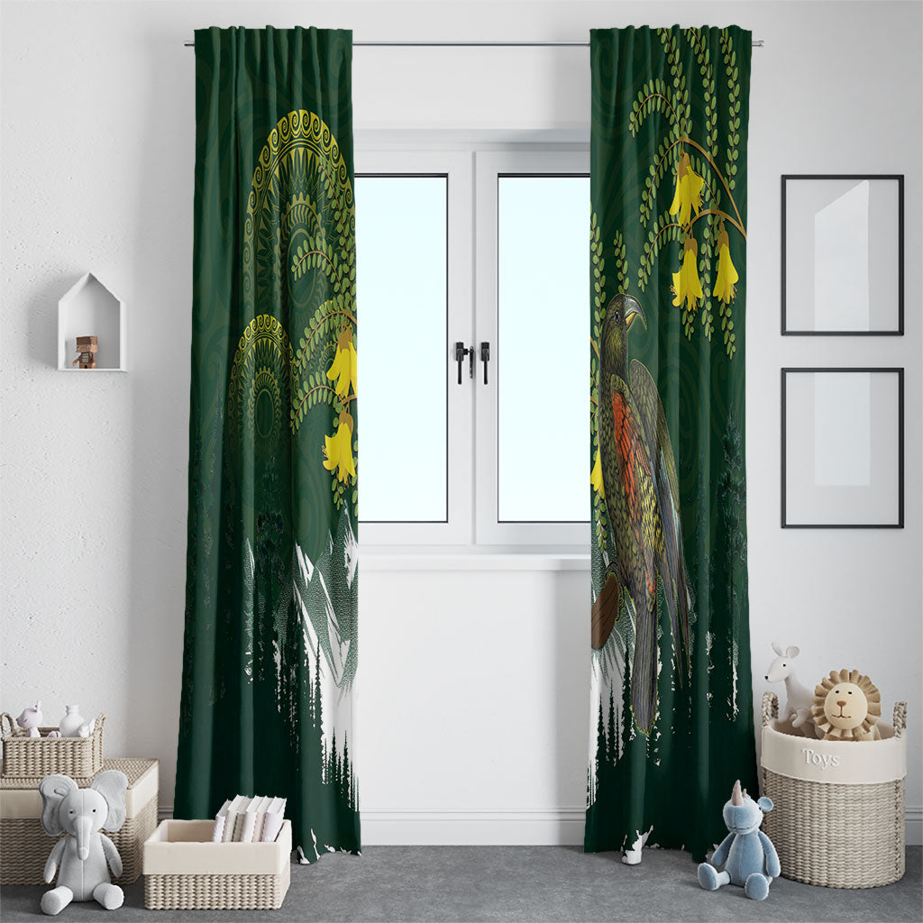 Kea Bird Kowhai New Zealand Window Curtain Mountain Landscape Maori Art LT22 - Polynesian Pride