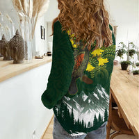 Kea Bird Kowhai New Zealand Women Casual Shirt Mountain Landscape Maori Art LT22 - Polynesian Pride