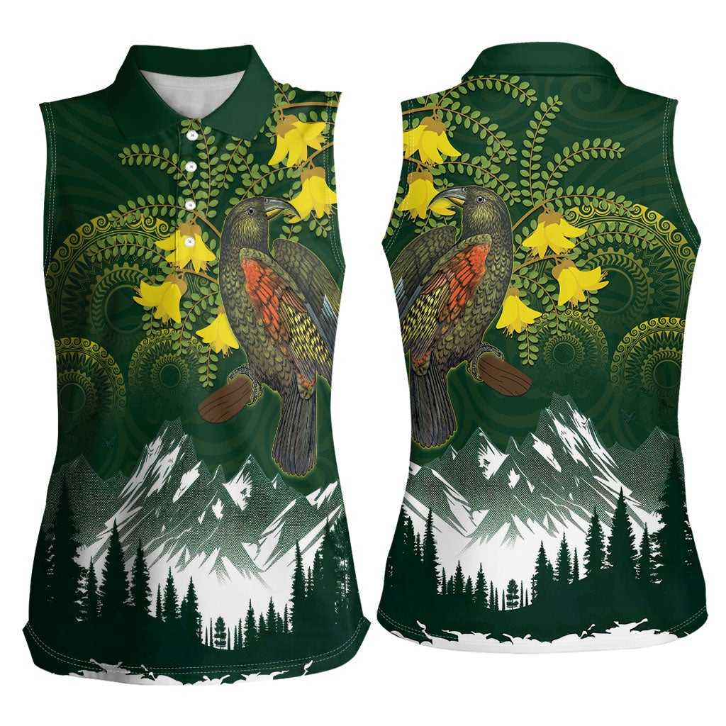 Kea Bird Kowhai New Zealand Women Sleeveless Polo Shirt Mountain Landscape Maori Art LT22 - Polynesian Pride