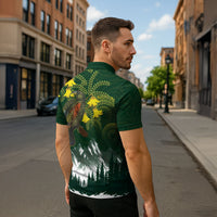 Kea Bird Kowhai New Zealand Zipper Polo Shirt Mountain Landscape Maori Art