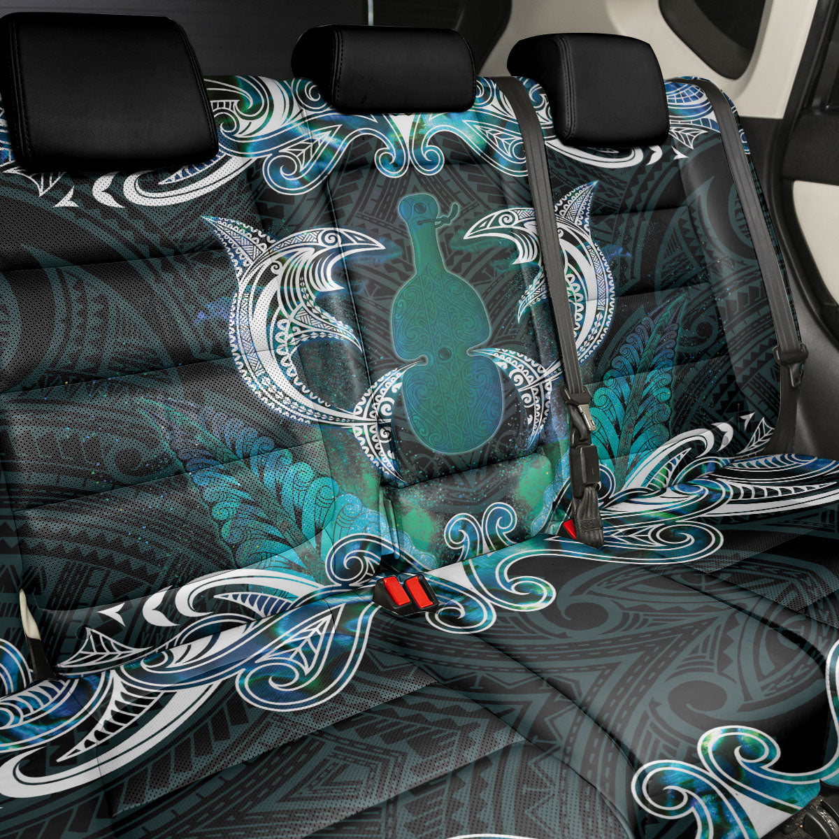 New Zealand Kotiate Weapon Back Car Seat Cover Aotearoa Mango Paua Shell Maori Pattern LT22 - Polynesian Pride