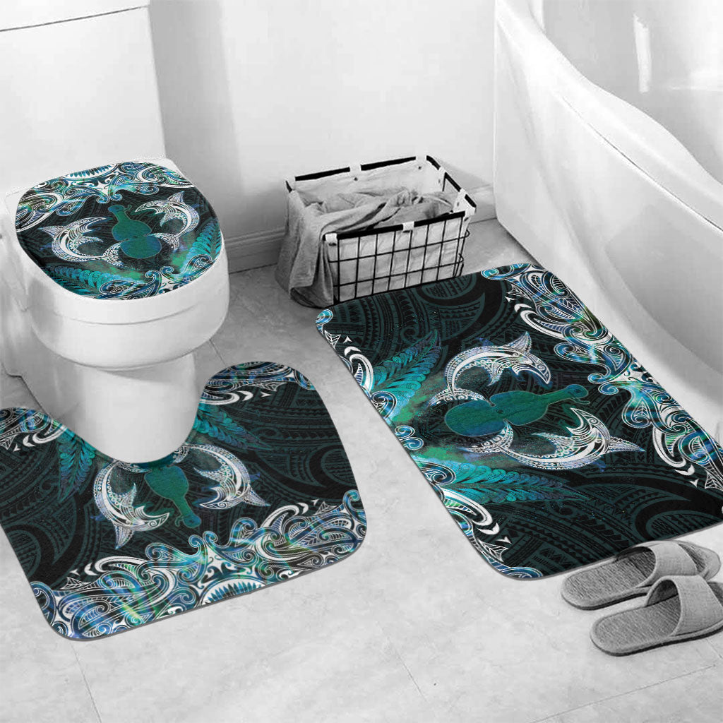New Zealand Kotiate Weapon Bathroom Set Aotearoa Mango Paua Shell Maori Pattern LT22 Mat Set Only (3 pcs) One Size Blue - Polynesian Pride
