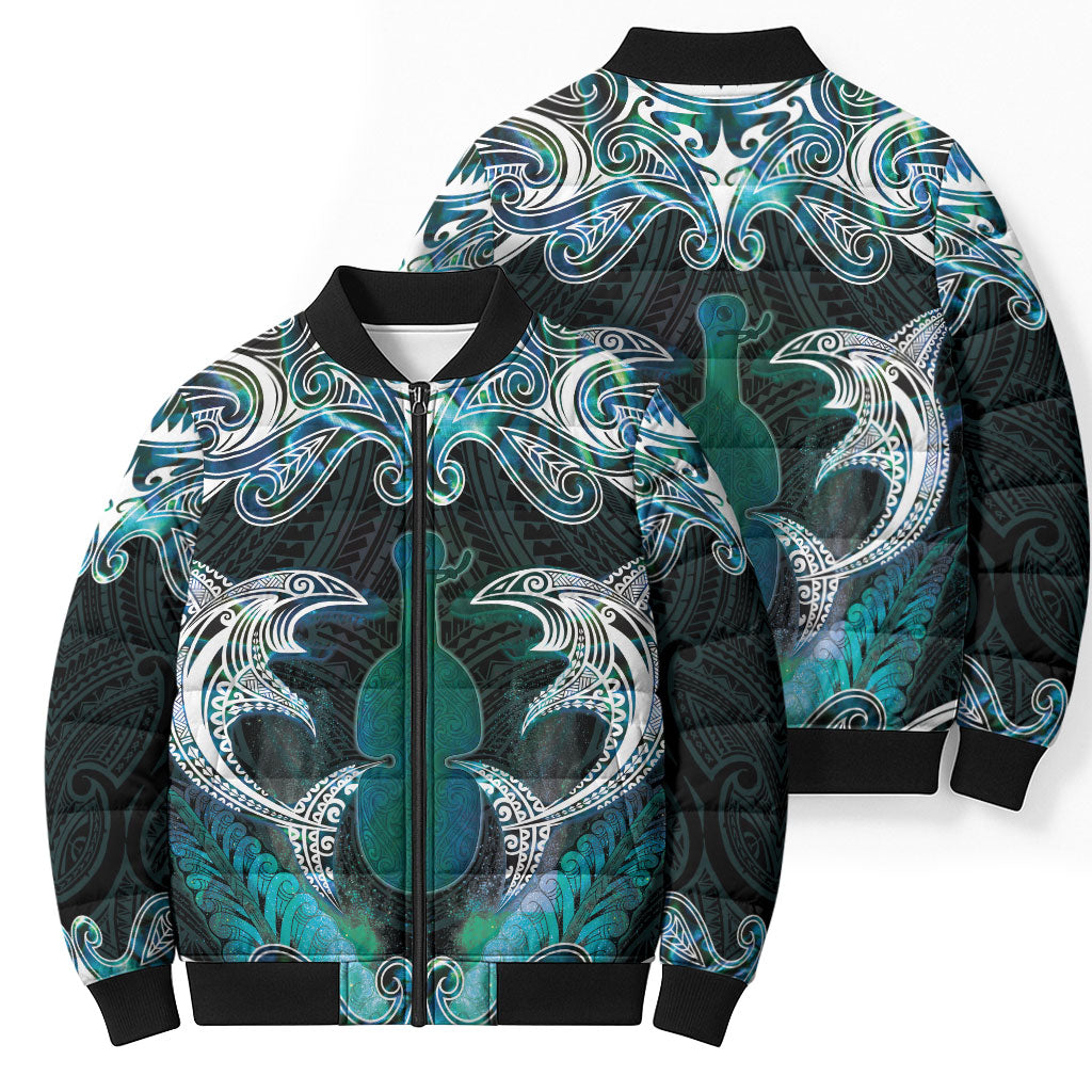 New Zealand Kotiate Weapon Bomber Puffer Jacket Aotearoa Mango Paua Shell Maori Pattern LT22 - Polynesian Pride
