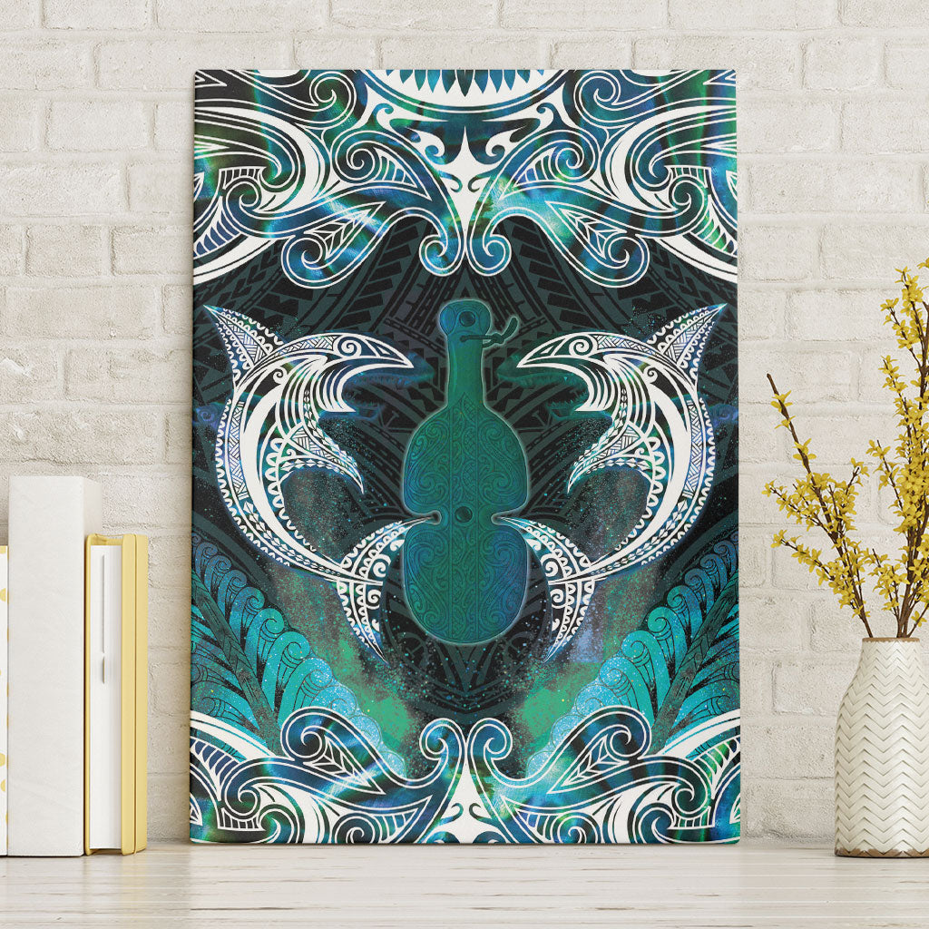 New Zealand Kotiate Weapon Canvas Wall Art Aotearoa Mango Paua Shell Maori Pattern LT22 Without Frame Blue - Polynesian Pride