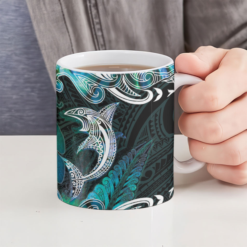 New Zealand Kotiate Weapon Ceramic Mug Aotearoa Mango Paua Shell Maori Pattern LT22 - Polynesian Pride