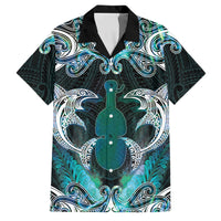 New Zealand Kotiate Weapon Family Matching Long Sleeve Bodycon Dress and Hawaiian Shirt Aotearoa Mango Paua Shell Maori Pattern LT22 Dad's Shirt - Short Sleeve Blue - Polynesian Pride