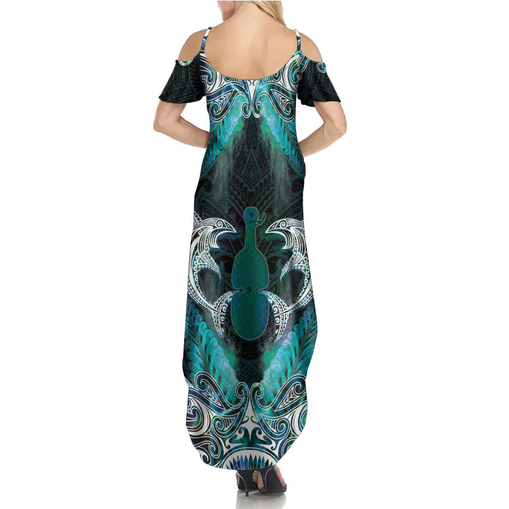New Zealand Kotiate Weapon Family Matching Summer Maxi Dress and Hawaiian Shirt Aotearoa Mango Paua Shell Maori Pattern LT22 - Polynesian Pride