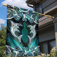 New Zealand Kotiate Weapon Garden Flag Aotearoa Mango Paua Shell Maori Pattern LT22 - Polynesian Pride